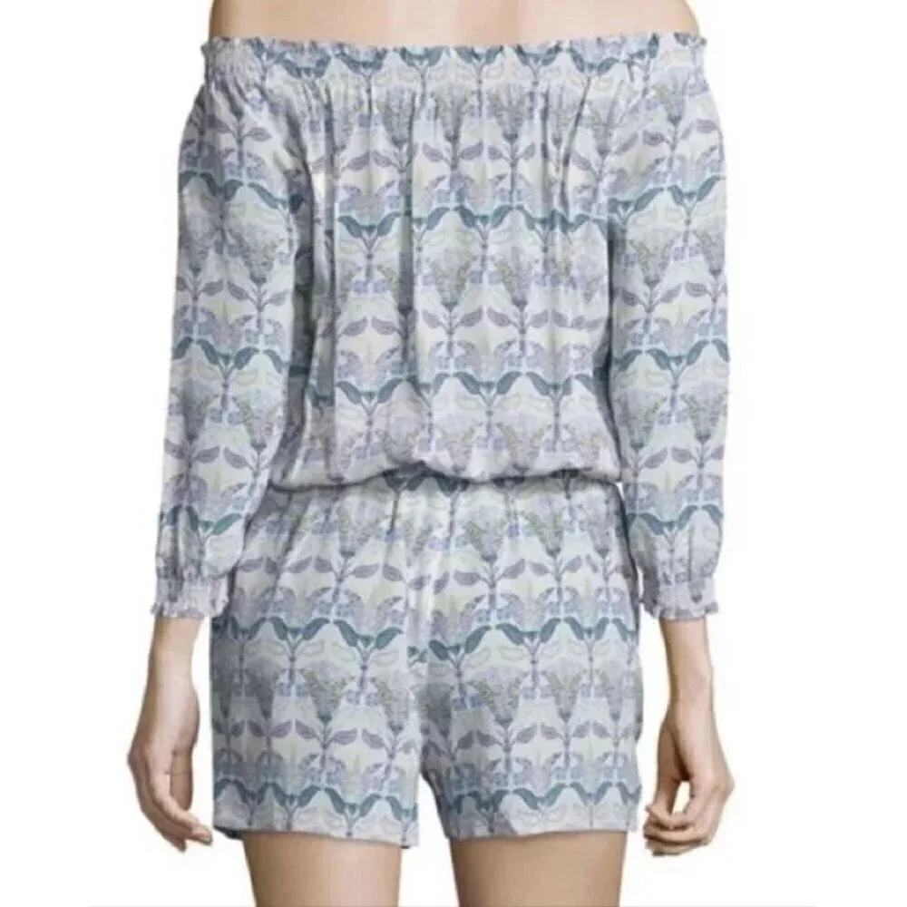 Tory Burch silk romper XS mosaic Provence Pompeii tassels